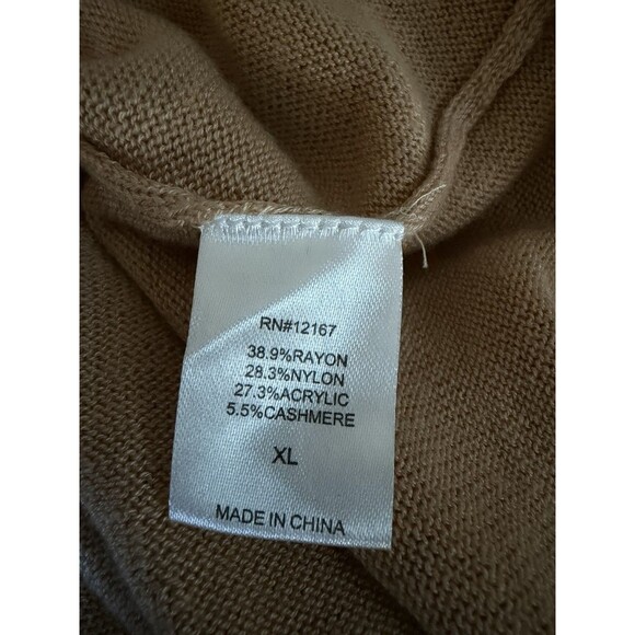 Laurie Felt V Neck Sweater Womens XL Tan Heart Print Cashmere Blend Preppy - Picture 7 of 11